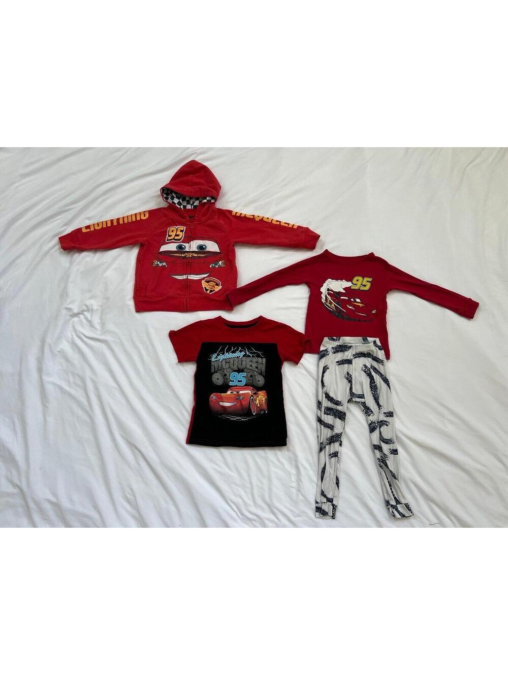 Disney kids size 4T Cars bundle- tshirt, , zip up hoodie, two piece pajama set